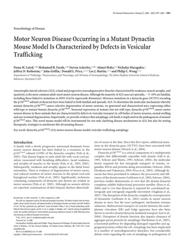 Motor Neuron Disease Occurring in a Mutant Dynactin Mouse Model Is Characterized by Defects in Vesicular Trafficking