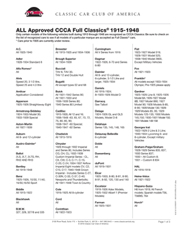 Approved CCCA Full Classics® 1915-1948