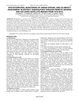 Spatiotemporal Monitoring of Urban Sprawl and Its Impact Assessment in District Sheikhupura Through Remote Sensing and Gis Using Satellite Images from 1976-2014