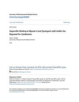 Supervillin Binding to Myosin II and Synergism with Anillin Are Required for Cytokinesis