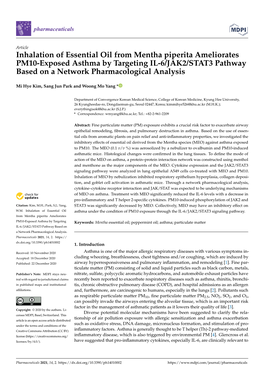 Inhalation of Essential Oil from Mentha Piperita Ameliorates PM10-Exposed Asthma by Targeting IL-6/JAK2/STAT3 Pathway Based on a Network Pharmacological Analysis