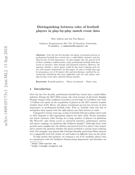 Distinguishing Between Roles of Football Players in Play-By-Play Match Event Data