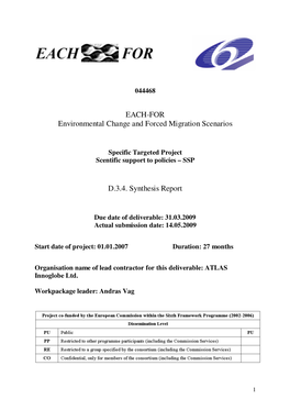 EACH-FOR Environmental Change and Forced Migration Scenarios D