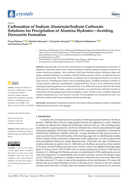 Carbonation of Sodium Aluminate/Sodium Carbonate Solutions for Precipitation of Alumina Hydrates—Avoiding Dawsonite Formation