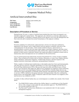 Artificial Intervertebral Disc