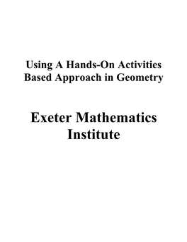 Using a Hands-On Activities Based Approach in Geometry