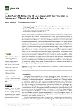 Radial Growth Response of European Larch Provenances to Interannual Climate Variation in Poland