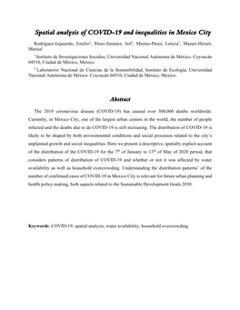 Spatial Analysis of COVID-19 and Inequalities in Mexico City