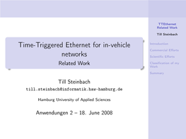Time-Triggered Ethernet for In-Vehicle Networks