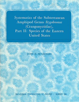 Systematics of the Subterranean Amphipod Genus Stygobromus (Crangonyctidae), Part II: Species of the Eastern United States