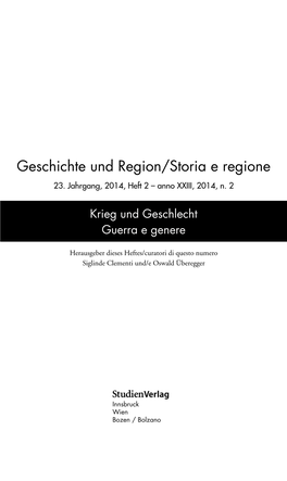 Und Geschlechtergeschichte Des Ersten Weltkriegs in Österreich