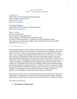 1 QUEST 1: IDS 2935 David Leavitt Office Hours