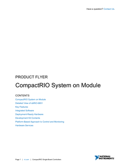 Compactrio System on Module Product Flyer