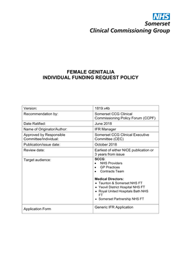 Female Genitalia Individual Funding Request Policy