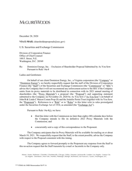 Dominion Energy, Inc.; Rule 14A-8 No-Action Letter