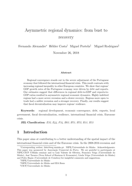 Asymmetric Regional Dynamics: from Bust to Recovery