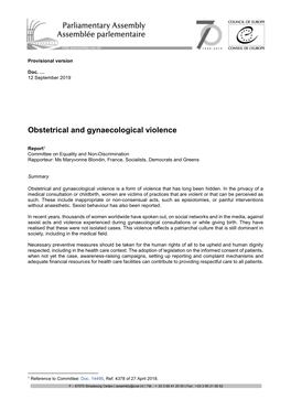 Obstetrical and Gynaecological Violence