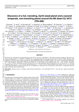 Discovery of a Hot, Transiting, Earth-Sized Planet and a Second Temperate, Non-Transiting Planet Around the M4 Dwarf GJ 3473 (TOI-488)∗ J