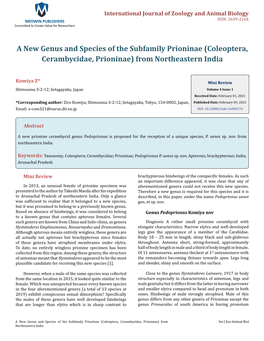 Coleoptera, Cerambycidae, Prioninae) from Northeastern India