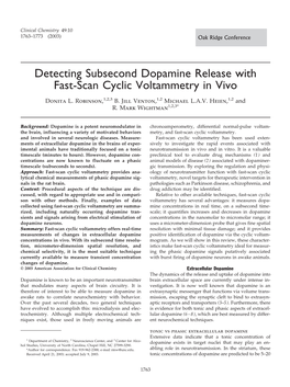 Detecting Subsecond Dopamine Release with Fast-Scan Cyclic Voltammetry in Vivo