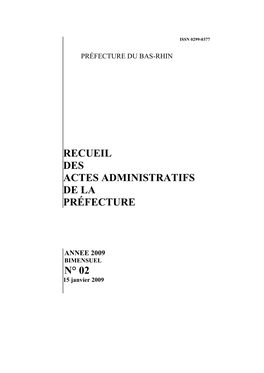 Recueil Des Actes Administratifs De La Préfecture