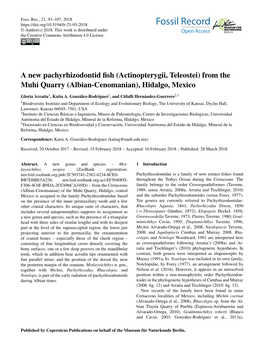(Actinopterygii, Teleostei) from the Muhi Quarry (Albian-Cenomanian), Hidalgo, Mexico