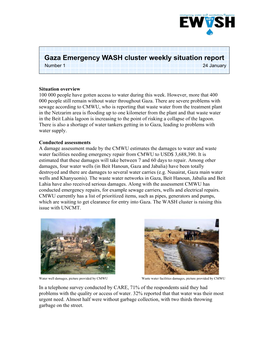 Gaza Emergency WASH Cluster Weekly Situation Report Number 1 24 January