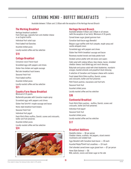 Catering Menu - Buffet Breakfasts