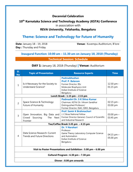 Technical Session: Schedule