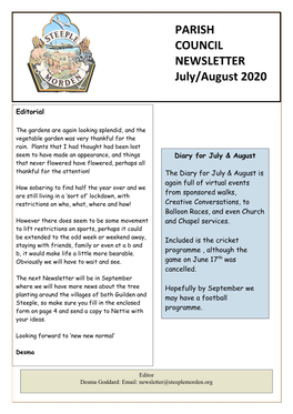 PARISH COUNCIL NEWSLETTER July/August 2020