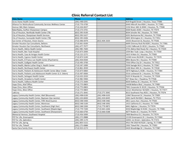 Clinic Referral Contact List