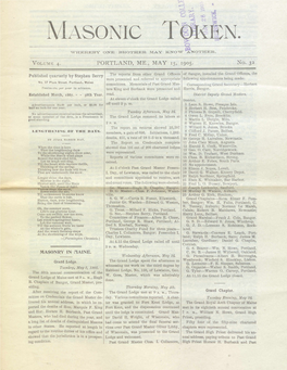 Masonic Token: May 15, 1905