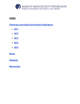 Pulmonary and Critical Care Division Information for the Department of Medicine State of the Department Meeting