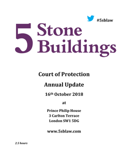 Court of Protection Annual Update 16Th October 2018 At