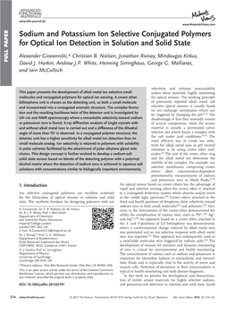 Sodium and Potassium Ion Selective Conjugated Polymers for Optical Ion Detection in Solution and Solid State