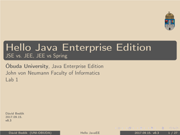 Hello Java Enterprise Edition JSE Vs