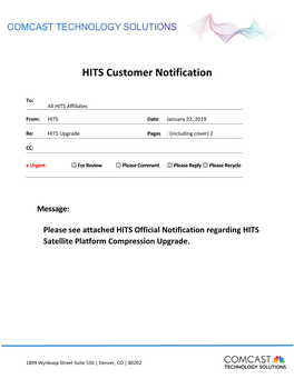 HITS Customer Notification