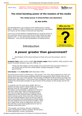 Introduction a Power Greater Than Government?