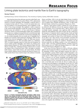 Linking Plate Tectonics and Mantle Flow to Earth's Topography FOCUS