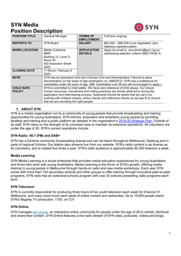 SYN Media Position Description