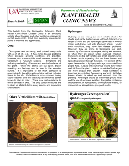 Plant Health Clinic News, Issue 26, 2013