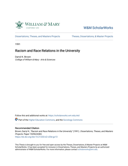 Racism and Race Relations in the University