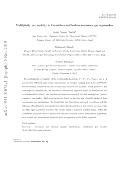 Multiplicity Per Rapidity in Carruthers and Hadron Resonance Gas