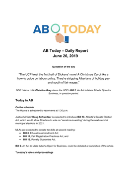 AB Today – Daily Report June 26, 2019
