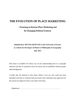 The Evolution of Place Marketing