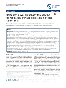 Bergapten Drives Autophagy Through the Up-Regulation of PTEN