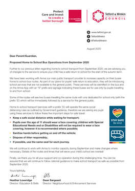 Home to School Bus Service Letter to Parents VADO
