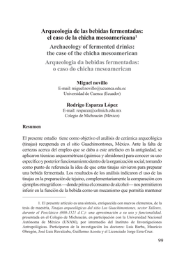 Arqueologia Da Bebidas Fermentadas: O Caso Do Chicha Mesoamerican