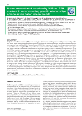 Poorer Resolution of Low-Density SNP Vs. STR Markers in Reconstructing Genetic Relationships Among Seven Italian Sheep Breeds