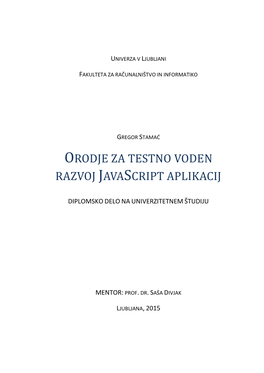 Orodje Za Testno Voden Razvoj Javascript Aplikacij